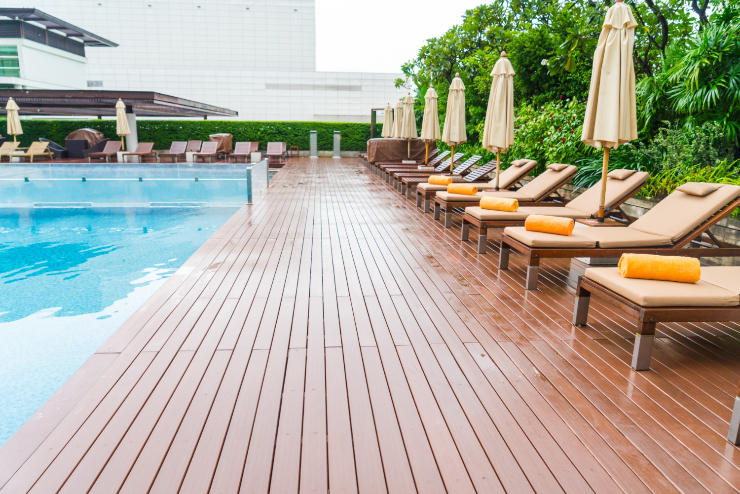 Swimming pool with timber decking in a Sydney home by Superior Decking Australia.